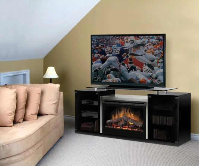 Corner Unit Electric Fireplace with TV Above