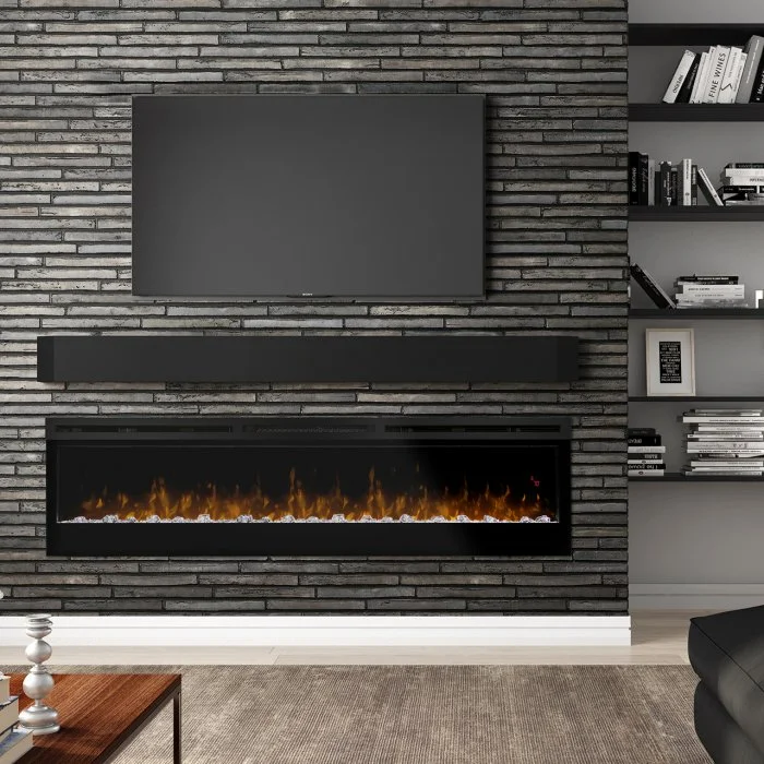 Custom Bookcase Electric Fireplace with TV Above