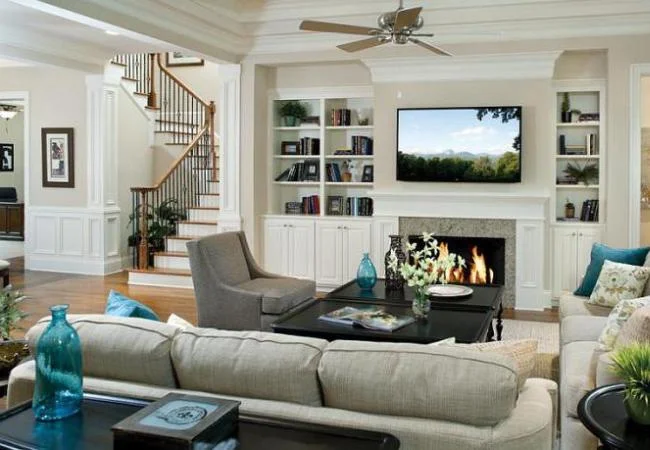 Traditional Elegance Electric Fireplace with TV Above