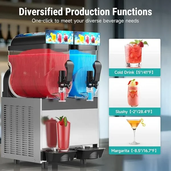 2 Tanks Commercial Slushy Machine with LED Light 2