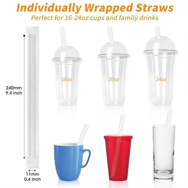 Disposable Plastic Jumbo Clear Straws 2