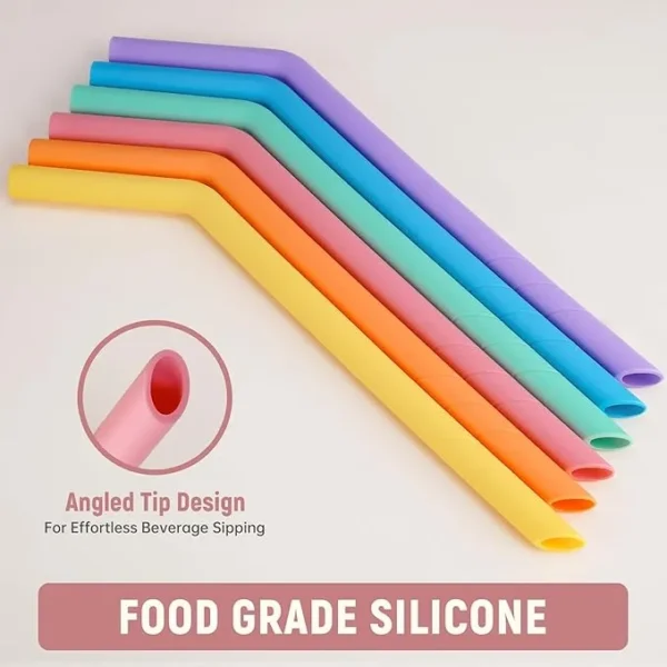 Extra Wide Reusable Bent Silicone Straws 1