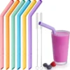 Extra Wide Reusable Bent Silicone Straws