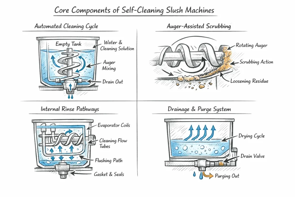 Core Components of Self-Cleaning Slush Machine Systems